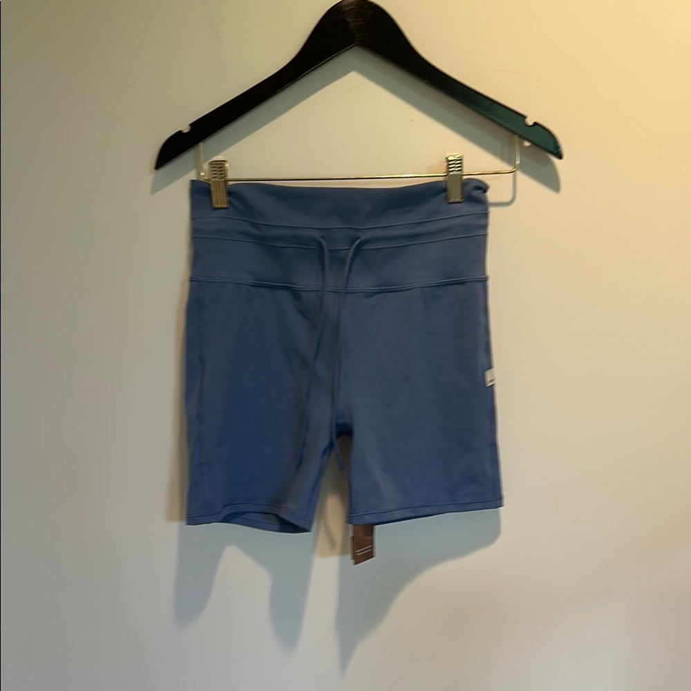 Vuori Blue Bike Shorts Fitted Elastic Waist